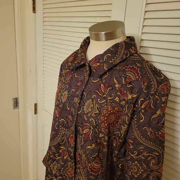 Vintage Floral Tapestry Jacket Studio Works Purple Embroidered Large 80s 90s - Picture 2 of 8